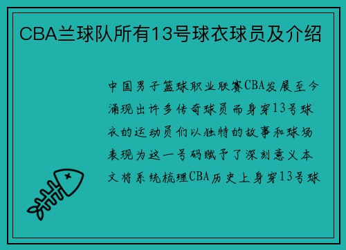 CBA兰球队所有13号球衣球员及介绍